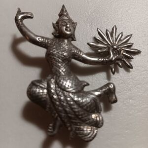 Pree WW2 Intricate 925 Silver Dancer Brooch. Made in Siam (now Thailand)